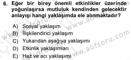 İş ve Yaşamda Motivasyon Dersi 2015 - 2016 Yılı Tek Ders Sınav Soruları 6. Soru