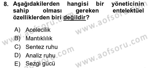 İş ve Yaşamda Motivasyon Dersi 2015 - 2016 Yılı Tek Ders Sınav Soruları 8. Soru