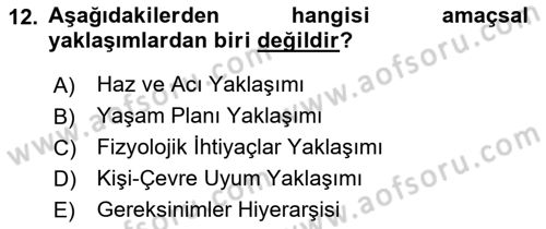 İş ve Yaşamda Motivasyon Dersi 2016 - 2017 Yılı 3 Ders Sınav Soruları 12. Soru