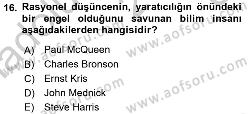 İş ve Yaşamda Motivasyon Dersi 2016 - 2017 Yılı 3 Ders Sınav Soruları 16. Soru