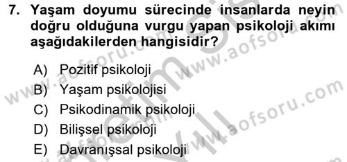 İş ve Yaşamda Motivasyon Dersi 2016 - 2017 Yılı 3 Ders Sınav Soruları 7. Soru