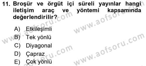 İş ve Yaşamda Motivasyon Dersi 2016 - 2017 Yılı (Vize) Ara Sınav Soruları 11. Soru