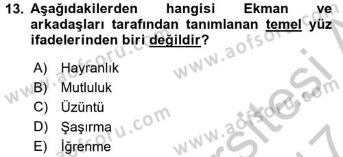 İş ve Yaşamda Motivasyon Dersi 2016 - 2017 Yılı (Vize) Ara Sınav Soruları 13. Soru