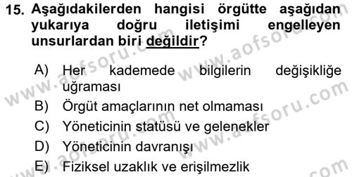 İş ve Yaşamda Motivasyon Dersi 2016 - 2017 Yılı (Vize) Ara Sınav Soruları 15. Soru