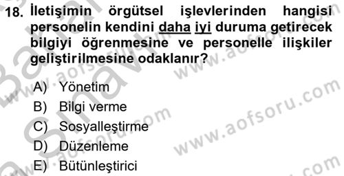 İş ve Yaşamda Motivasyon Dersi 2016 - 2017 Yılı (Vize) Ara Sınav Soruları 18. Soru