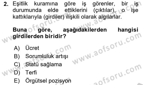 İş ve Yaşamda Motivasyon Dersi 2016 - 2017 Yılı (Vize) Ara Sınav Soruları 2. Soru