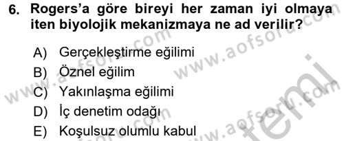 İş ve Yaşamda Motivasyon Dersi 2016 - 2017 Yılı (Vize) Ara Sınav Soruları 6. Soru