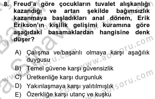İş ve Yaşamda Motivasyon Dersi 2016 - 2017 Yılı (Vize) Ara Sınav Soruları 8. Soru