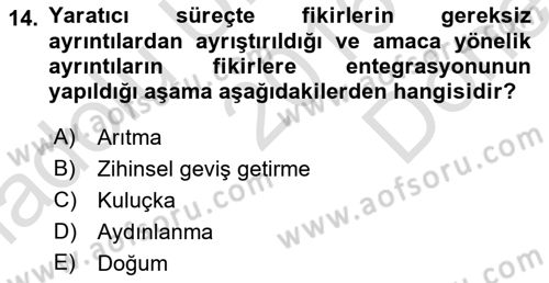 İş ve Yaşamda Motivasyon Dersi 2016 - 2017 Yılı (Final) Dönem Sonu Sınav Soruları 14. Soru