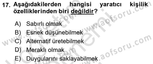 İş ve Yaşamda Motivasyon Dersi 2016 - 2017 Yılı (Final) Dönem Sonu Sınav Soruları 17. Soru