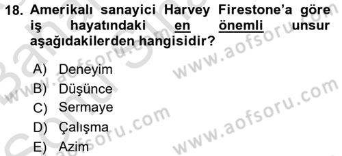 İş ve Yaşamda Motivasyon Dersi 2016 - 2017 Yılı (Final) Dönem Sonu Sınav Soruları 18. Soru