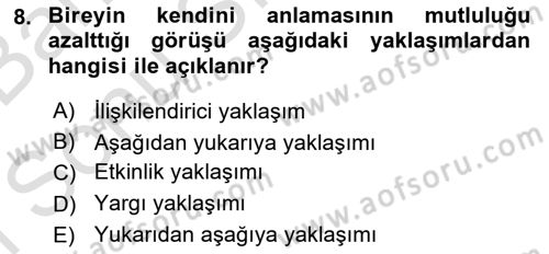 İş ve Yaşamda Motivasyon Dersi 2016 - 2017 Yılı (Final) Dönem Sonu Sınav Soruları 8. Soru