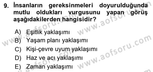 İş ve Yaşamda Motivasyon Dersi 2016 - 2017 Yılı (Final) Dönem Sonu Sınav Soruları 9. Soru