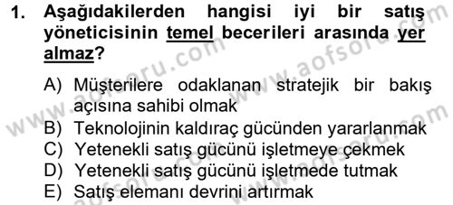 Satış Yönetimi ve Telefonda Satış Dersi 2012 - 2013 Yılı (Vize) Ara Sınav Soruları 1. Soru