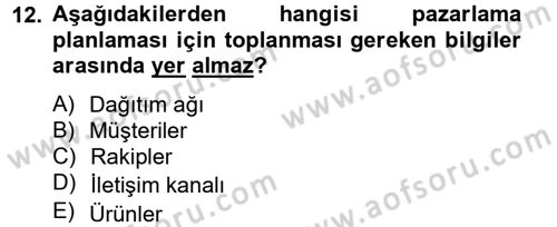Satış Yönetimi ve Telefonda Satış Dersi 2012 - 2013 Yılı (Final) Dönem Sonu Sınav Soruları 12. Soru