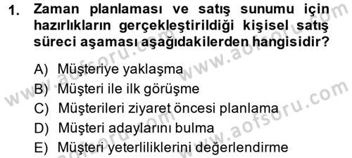 Satış Yönetimi ve Telefonda Satış Dersi 2013 - 2014 Yılı (Vize) Ara Sınav Soruları 1. Soru