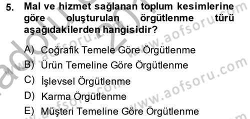 Satış Yönetimi ve Telefonda Satış Dersi 2014 - 2015 Yılı (Vize) Ara Sınav Soruları 5. Soru