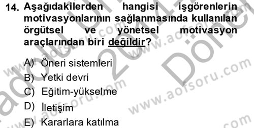 Satış Yönetimi ve Telefonda Satış Dersi 2014 - 2015 Yılı (Final) Dönem Sonu Sınav Soruları 14. Soru