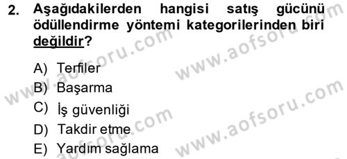 Satış Yönetimi ve Telefonda Satış Dersi 2014 - 2015 Yılı (Final) Dönem Sonu Sınav Soruları 2. Soru