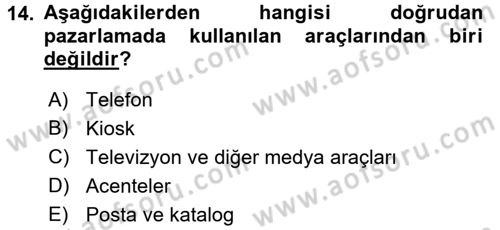 Satış Yönetimi ve Telefonda Satış Dersi 2015 - 2016 Yılı (Final) Dönem Sonu Sınav Soruları 14. Soru