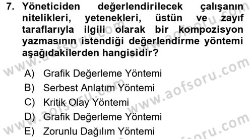 Satış Yönetimi ve Telefonda Satış Dersi 2015 - 2016 Yılı (Final) Dönem Sonu Sınav Soruları 7. Soru