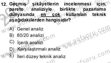 Çağrı Merkezinde Müşteri İlişkileri Yönetimi Dersi 2013 - 2014 Yılı (Final) Dönem Sonu Sınav Soruları 12. Soru
