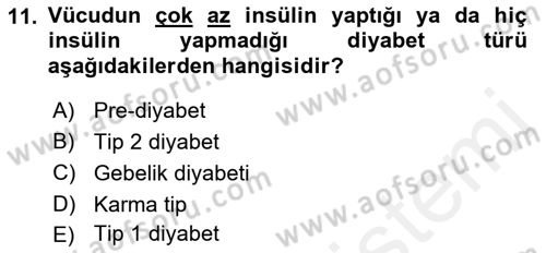 Bakıma Gereksinimi Olan Engelli Bireyler 1 Dersi 2018 - 2019 Yılı (Final) Dönem Sonu Sınav Soruları 11. Soru