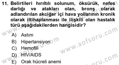 Bakıma Gereksinimi Olan Engelli Bireyler 1 Dersi 2018 - 2019 Yılı Yaz Okulu Sınav Soruları 11. Soru