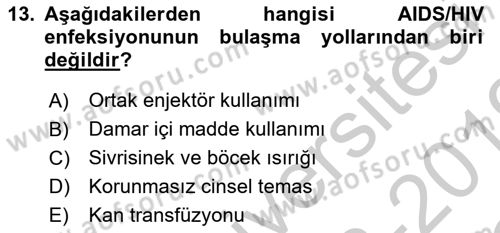 Bakıma Gereksinimi Olan Engelli Bireyler 1 Dersi 2018 - 2019 Yılı Yaz Okulu Sınav Soruları 13. Soru