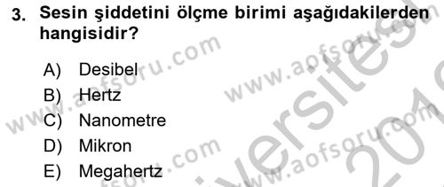 Bakıma Gereksinimi Olan Engelli Bireyler 1 Dersi 2018 - 2019 Yılı Yaz Okulu Sınav Soruları 3. Soru