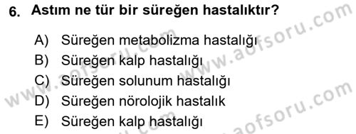 Bakıma Gereksinimi Olan Engelli Bireyler 1 Dersi 2019 - 2020 Yılı (Final) Dönem Sonu Sınav Soruları 6. Soru