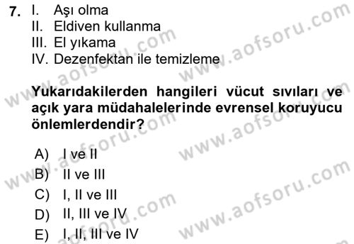 Bakıma Gereksinimi Olan Engelli Bireyler 1 Dersi 2019 - 2020 Yılı (Final) Dönem Sonu Sınav Soruları 7. Soru