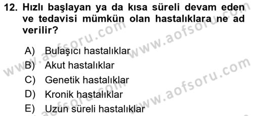 Bakıma Gereksinimi Olan Engelli Bireyler 1 Dersi 2020 - 2021 Yılı Yaz Okulu Sınav Soruları 12. Soru