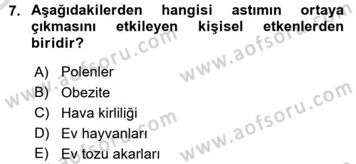 Bakıma Gereksinimi Olan Engelli Bireyler 1 Dersi 2020 - 2021 Yılı Yaz Okulu Sınav Soruları 7. Soru