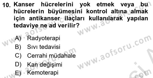 Bakıma Gereksinimi Olan Engelli Bireyler 1 Dersi 2021 - 2022 Yılı (Final) Dönem Sonu Sınav Soruları 10. Soru