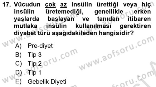 Bakıma Gereksinimi Olan Engelli Bireyler 1 Dersi 2022 - 2023 Yılı (Final) Dönem Sonu Sınav Soruları 17. Soru