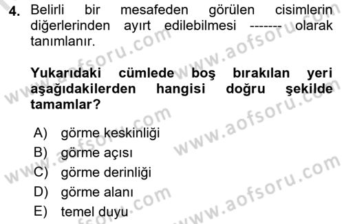 Bakıma Gereksinimi Olan Engelli Bireyler 1 Dersi 2022 - 2023 Yılı (Final) Dönem Sonu Sınav Soruları 4. Soru