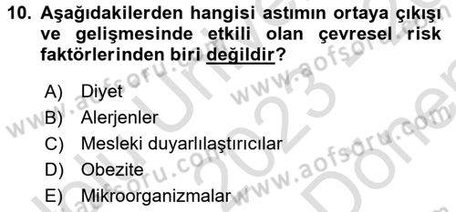 Bakıma Gereksinimi Olan Engelli Bireyler 1 Dersi 2023 - 2024 Yılı (Final) Dönem Sonu Sınav Soruları 10. Soru