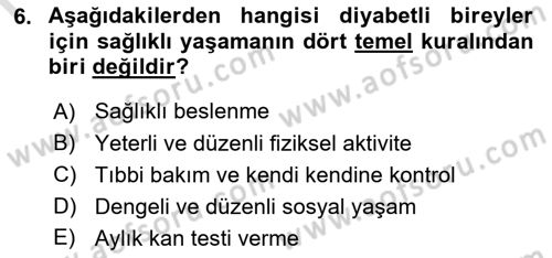 Bakıma Gereksinimi Olan Engelli Bireyler 1 Dersi 2023 - 2024 Yılı (Final) Dönem Sonu Sınav Soruları 6. Soru