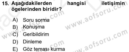 Bakıma Gereksinimi Olan Engelli Bireyler 2 Dersi 2017 - 2018 Yılı (Final) Dönem Sonu Sınav Soruları 15. Soru