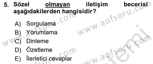 Bakıma Gereksinimi Olan Engelli Bireyler 2 Dersi 2021 - 2022 Yılı Yaz Okulu Sınav Soruları 5. Soru