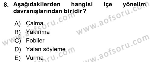 Bakıma Gereksinimi Olan Engelli Bireyler 2 Dersi 2022 - 2023 Yılı Yaz Okulu Sınav Soruları 8. Soru
