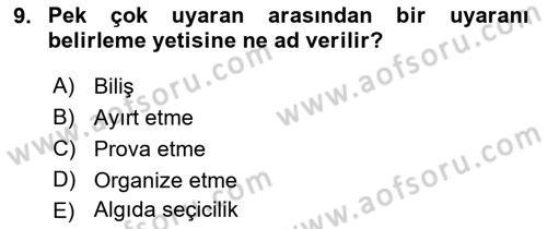 Bakıma Gereksinimi Olan Engelli Bireyler 2 Dersi 2022 - 2023 Yılı Yaz Okulu Sınav Soruları 9. Soru
