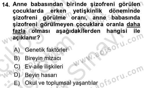Bakıma Gereksinimi Olan Engelli Bireyler 2 Dersi 2023 - 2024 Yılı (Vize) Ara Sınav Soruları 14. Soru
