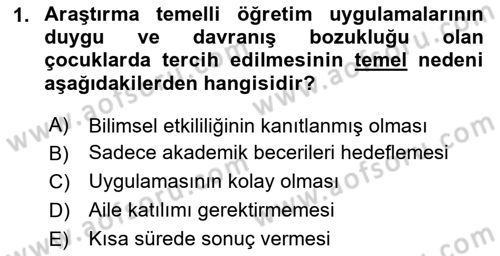 Bakıma Gereksinimi Olan Engelli Bireyler 2 Dersi 2025 - 2026 Yılı (Vize) Ara Sınav Soruları 1. Soru