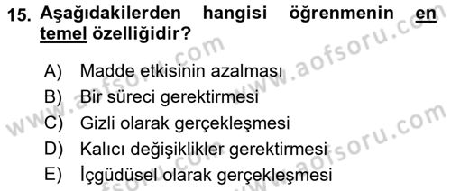Bakıma Gereksinimi Olan Engelli Bireyler 2 Dersi 2025 - 2026 Yılı (Vize) Ara Sınav Soruları 15. Soru