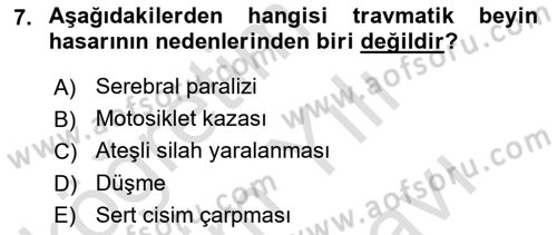 Bakıma Gereksinimi Olan Engelli Bireyler 2 Dersi 2025 - 2026 Yılı (Vize) Ara Sınav Soruları 7. Soru