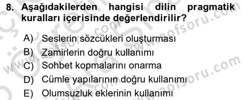 Bakıma Gereksinimi Olan Engelli Bireyler 2 Dersi 2025 - 2026 Yılı (Vize) Ara Sınav Soruları 8. Soru