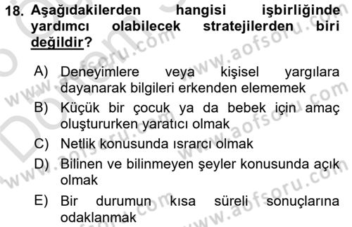 Bakıma Gereksinimi Olan Engelli Bireyler 2 Dersi 2025 - 2026 Yılı (Final) Dönem Sonu Sınav Soruları 18. Soru