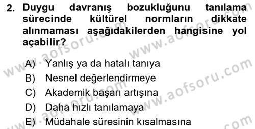 Bakıma Gereksinimi Olan Engelli Bireyler 2 Dersi 2025 - 2026 Yılı (Final) Dönem Sonu Sınav Soruları 2. Soru